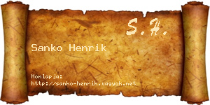 Sanko Henrik névjegykártya